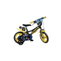 Bicicleta copii Dino Bikes Batman 12 inch, varsta 3-4 ani, inaltimea 87-110 cm, frana pe fata, pinion fix, roti din spuma EVA, scaun reglabil, roti ajutatoare detasabile