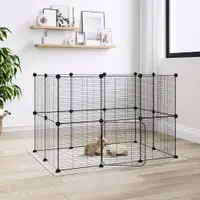 Gossi cusca animale de companie cu usa 20 panouri negru 35x35 cm otel