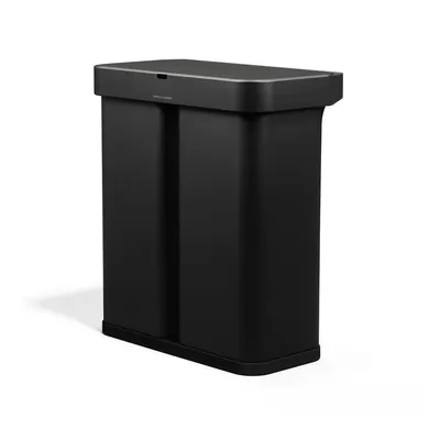 Coș de gunoi negru pentru reciclare/cu senzori de deschidere 34+24 l din oțel Dual Sensor – simplehuman