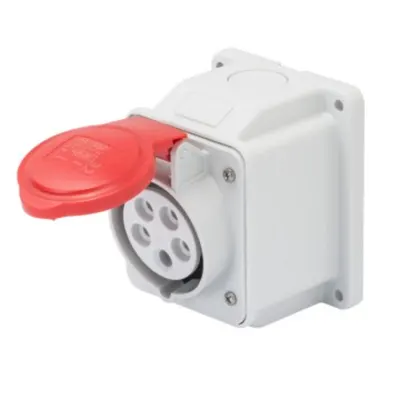 Priza industriala aparenta 10° - IP44 - 2P+E 32A 380-415V 50/60HZ - RED - 9H - Strangere cu surub