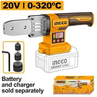 Aparat sudura tevi PPR INGCO PTWTLI2018, 20V, temperatura 0-320°C, bacuri 20/25/32mm, pentru tevi PP-R/PB/PE/PE-RT, 3 capete incluse, cheie imbus, fara acumulator si incarcator