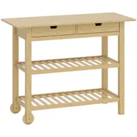 HOMCOM Cărucior de Bucătărie din Lemn de Bambus cu 2 Sertare, 2 Rafturi și 2 Roți, 100x43x75 cm, Lemn | Aosom Romania