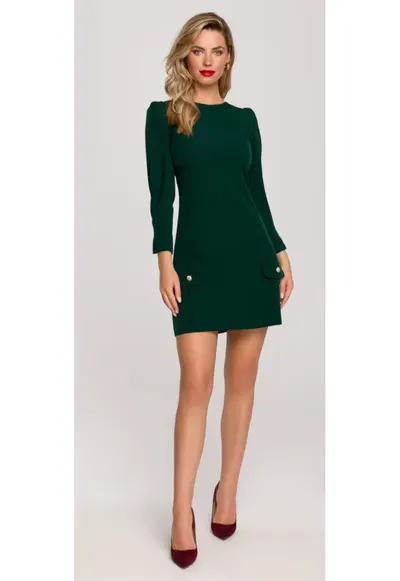 Rochie Dama - Trapez - Poliester/Bumbac - 65787 - Verde