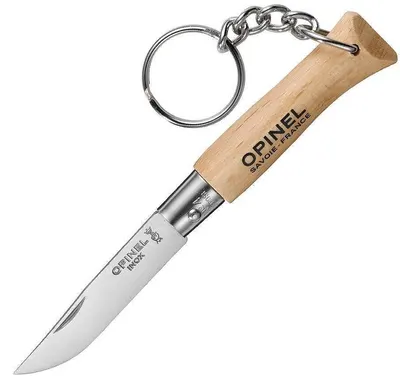 Cuțit pliabil cu breloc Opinel Inox - 5 cm, fag
