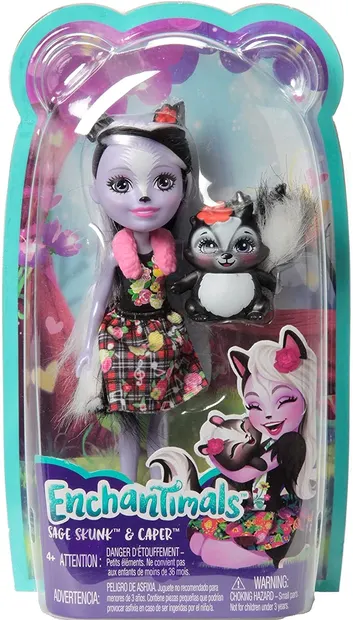 Păpușă cu un animal Enchantimals - Sage Skunk & Caper