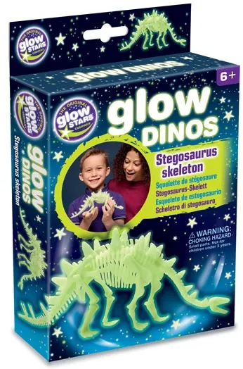 Figurina fosforescenta Brainstorm Glow Dinos - Stegosaurus, schelet
