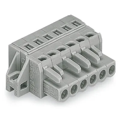 1-conductor female plug; clamping collar; 2.5 mm²; Pin spacing 5 mm; 4-pole; 2,50 mm²; gray
