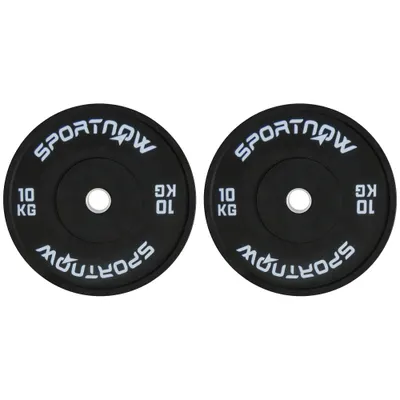 SPORTNOW Set 2 Placi Greutati Olimpice 10 kg Cauciuc pentru Haltere Orificiu 5 cm Acasa Sala | Aosom Romania
