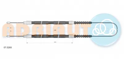 Cablu frana mana Spate Dreapta Stanga (4100mm 1410mm 1410mm) potrivit CITROEN JUMPER I; FIAT DUCATO; PEUGEOT BOXER 1.9D-2.8D 03.94-06.06