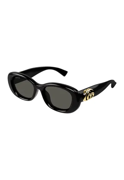 Ochelari de soare ovali cu rame masive - Auriu/Negru