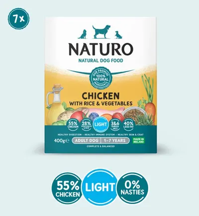 Caserola Naturo Adult Light cu Carne de Pui, Orez si Legume 400g