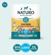 Caserola Naturo Adult Light cu Carne de Pui, Orez si Legume 400g