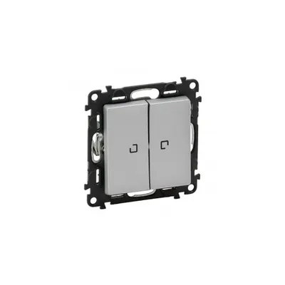 Illuminated 2 module Intrerupator switch Valena Life - 10 AX 250 V~ - aluminiu