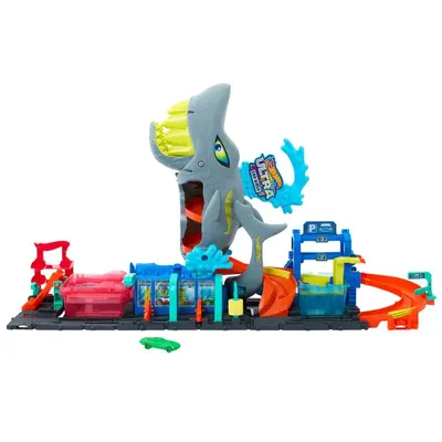 Set de joaca Spalatoria Hot Wheels Ultra Shark Color Reveal 91 cm