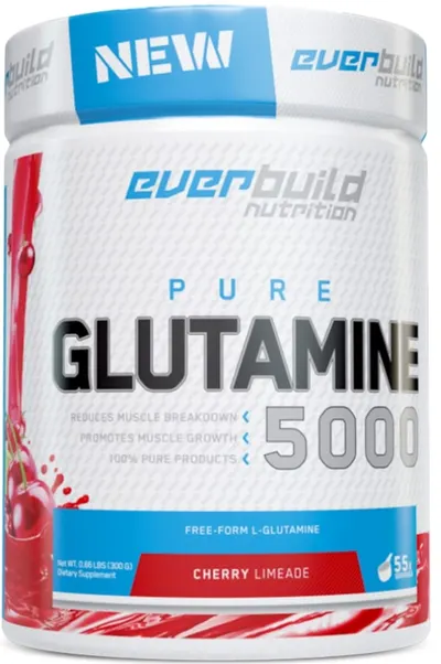Pure Glutamine 5000, cireșe și lime, 300 g, Everbuild