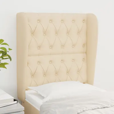 vidaXL Tăblie de pat cu aripioare, crem, 83x23x118/128 cm, textil