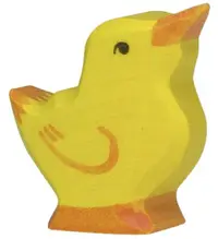 Figurină din lemn Holztiger - Pui cu capul ridicat