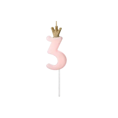Lumanare cifra 3 coroana 9.5 cm