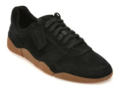 Pantofi sport CLARKS negri, SHARPHAM LACE, din piele intoarsa