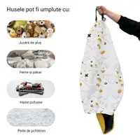 Husa fotoliu Puf Bean Bag tip Para XL fara umplutura Memphis alb cu galben