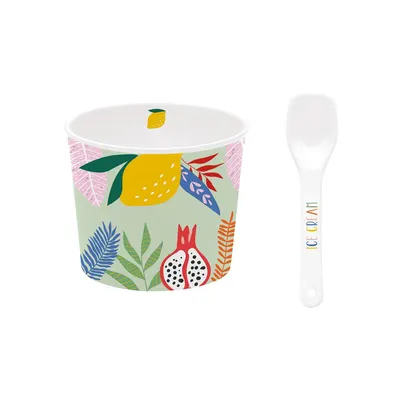 Set porțelan bol cu linguriță IceCream lămâie