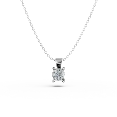 Lant cu pandantiv din aur alb cu diamant de 0.5ct
