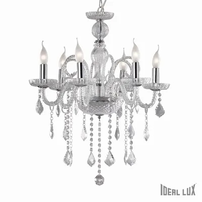candelabru Giudecca, 6 becuri, dulie E14, D:580 mm, H:700/1350 mm, Transparent