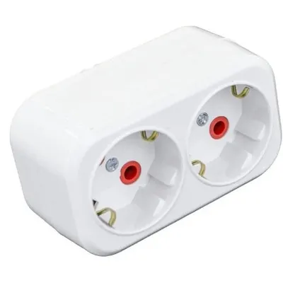 Stecher dublu Schuko Starke ST01407, 16A 2P+E 2 prize alb