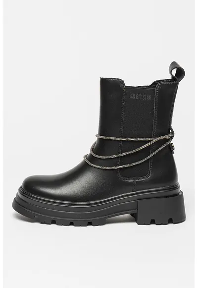 Ghete Chelsea cu accesoriu - Negru