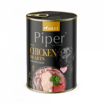 Conserva pentru caini Piper Adult cu inimi de pui spanac 400 gr