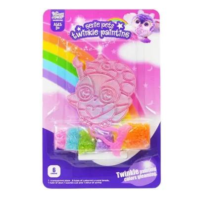Breloc DIY Genie Pets – model Bufniță – pictură cu cristale colorate, Activitate creativă pentru copii 3+, Whimsy Workshop