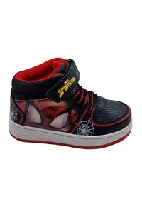 Pantofi sport mid-high de piele ecologica cu model Spiderman - Rosu/Negru