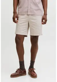 Pantaloni scurti chino din amestec de bumbac organic cu talie medie - Crem