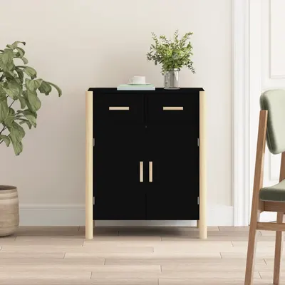 vidaXL Servantă, negru, 62x38x75 cm, lemn prelucrat