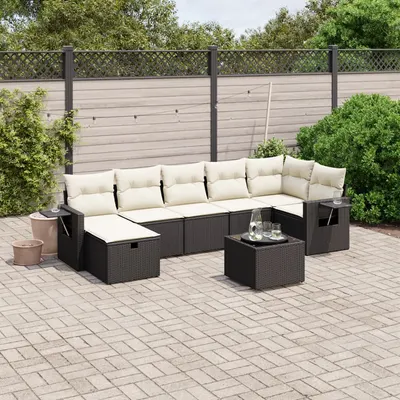 Gossi set mobilier de gradina cu perne, 8 piese, negru, poliratan