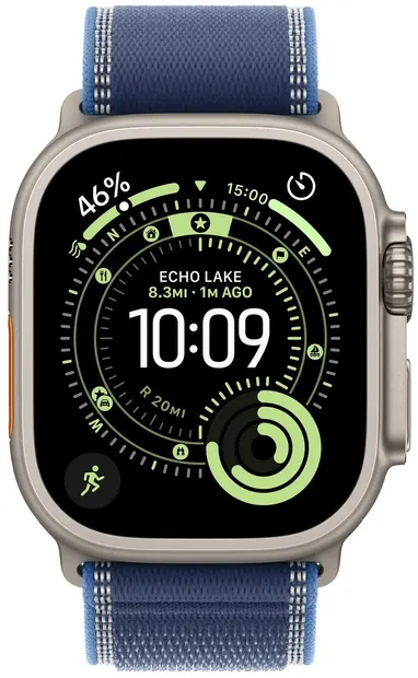 Ceas inteligent Apple - Watch Ultra 3 Cellular, 49mm, M/L, Natural Titanium/Blue/Bright Blue Trail