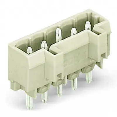 THT male header; 1.2 x 1.2 mm solder pin; straight; 100% protected against mismating; Pin spacing 5 mm; 7-pole; light gray
