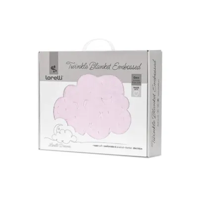 Paturica pentru bebelusi, Lorelli Twinkle, material moale, model decorativ in relief, 80 x 110 cm, Pink