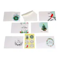Set 6 felicitări de Crăciun cu sticker și plic - alb 7.2x10.5cm - Default Title