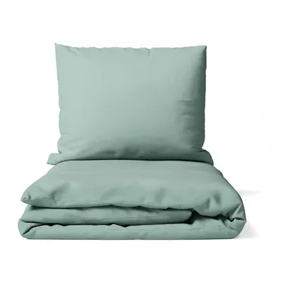 Lenjerie de pat verde din microsatin pentru pat dublu 200x200 cm Basic – Bonami Essentials