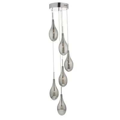 Lampa suspendata Seta 6 Light Cluster Pendant Polished Chrome Smoked Glass
