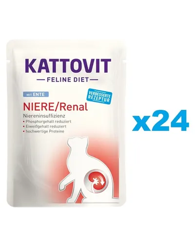 KATTOVIT Feline Diet Niere/Renal hrana umeda dietetica pentru pisici cu afectiuni ale rinichilor, cu rata 24 x 85 g