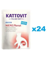 KATTOVIT Feline Diet Niere/Renal hrana umeda dietetica pentru pisici cu afectiuni ale rinichilor, cu rata 24 x 85 g