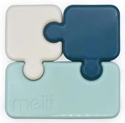 Cutie pentru hrană copii Melii Luxe - Puzzle, 850 ml, albastru