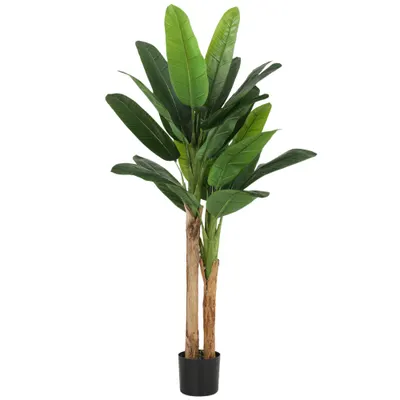 HOMCOM Set de 2 bananiere artificiale de interior, 150 cm, în ghiveci – decor pentru casă, birou, living, dormitor | Aosom Romania