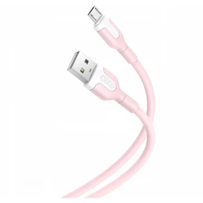 Cablu Date si Incarcare USB-A - microUSB XO Design NB212, 18W, 1m, Roz