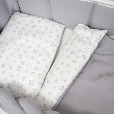 Set lenjerie de pat pentru copii Twins Cotton 7 piese gri