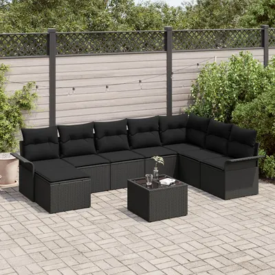 Gossi set de canapea de gradina cu 9 piese bej poliratan