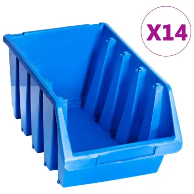 vidaXL Cutii de depozitare stivuibile, 14 buc., albastru, plastic
