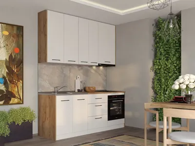 Set Mobila Bucatarie alba cu lemn Echo - 1 - 203.2 cm